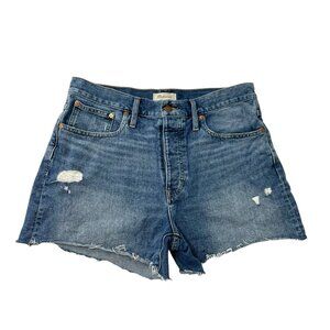 MADEWELL Dad Jean Short Cut Off Denim Raw Hem Beach Summer size 30